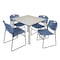 Regency Kee Square Table & Chair Set, Wood, Metal, Polypropylene Top TB4848PLBPCM44BE - alternate 1